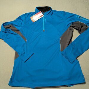 Sugoi Firewall 180 1/4 Zip Soft shell Top, Blue & Black w/thumbholes- XX-Large